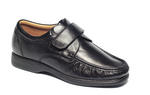Men's Leather Shoes with Velcro By Luca Mancini (Black - Style LM8887)